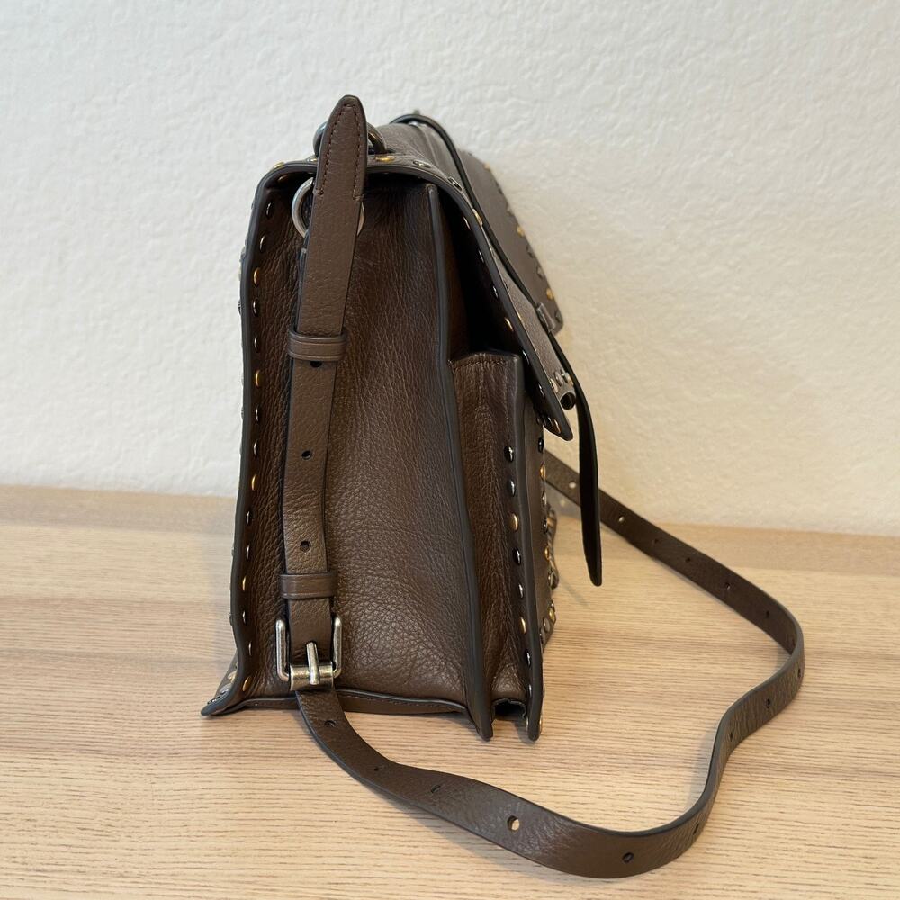 Rebecca Minkoff Nanine Studded Bag Brown Leather Crossbody Shoulder Purse Modern - Picture 9 of 16